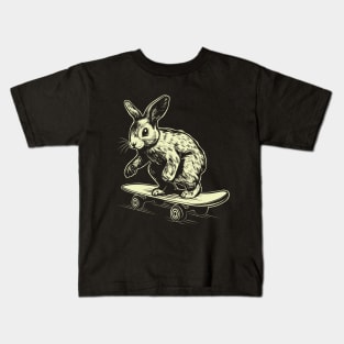 Rabbit Lover Bunny on Skateboard Kids T-Shirt